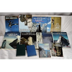 A Large Group of Mostly French Books on Alpine Mountaineering and Mountain Climbing, many by the famous French Alpinist,  Gaston Rebuffat (printed 1970-1987) (12 volumes)